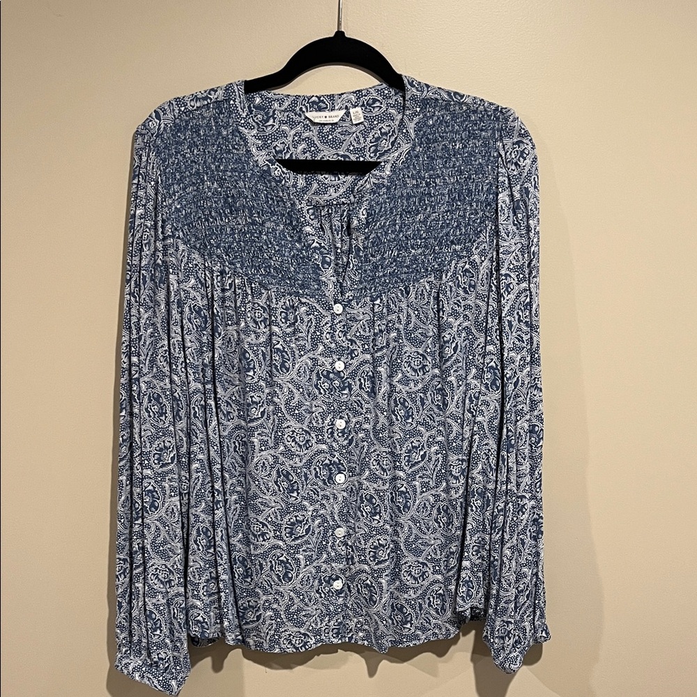 Lucky Brand Blue Paisley Blouse